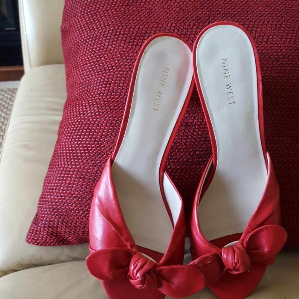 Red Nine West Open-Toe Heeled Sandals